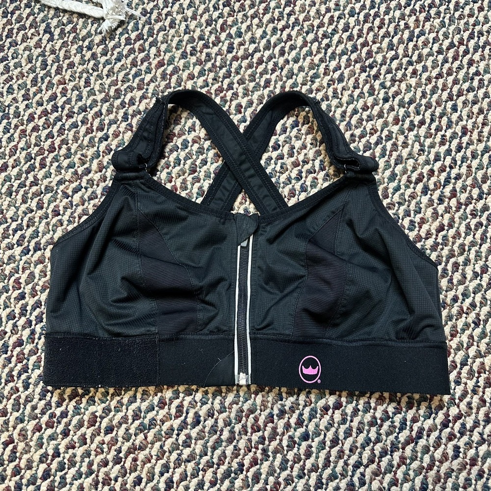 SHEFIT Ultimate Sports Bra Sz XL Black Front Zip High Support Wireless Athletic